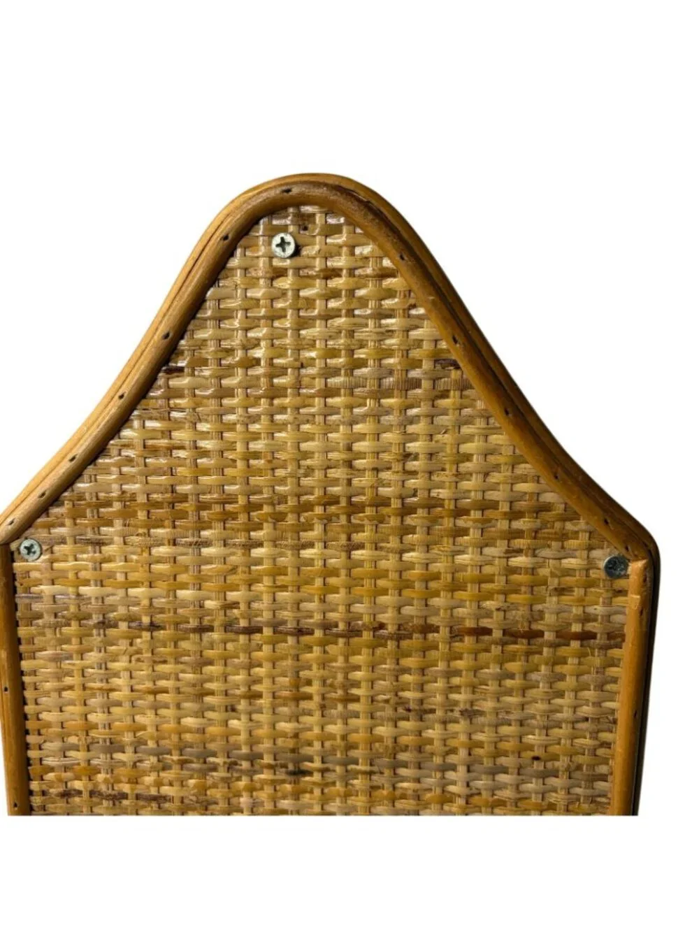 VTG MCM Natural Tortoise Bamboo Rattan & Wicker Wood Canterbury Magazine Rack